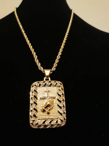 14k 3mm Gold Plated Rope Chain and Pendent Set
