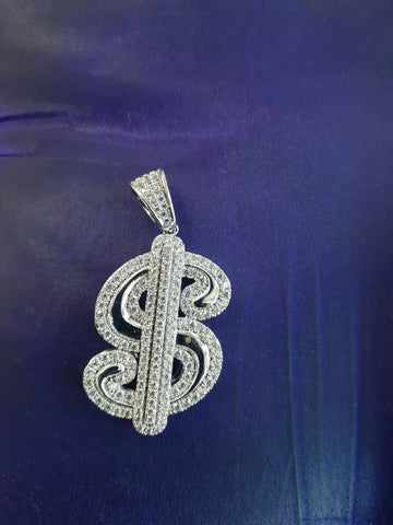 Iced out white gold plated pendant