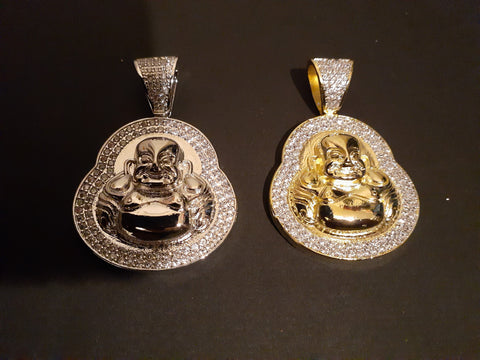 Iced out Buddha gold plated pendant