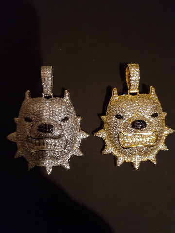 Iced out Pitbull gold plated pendant