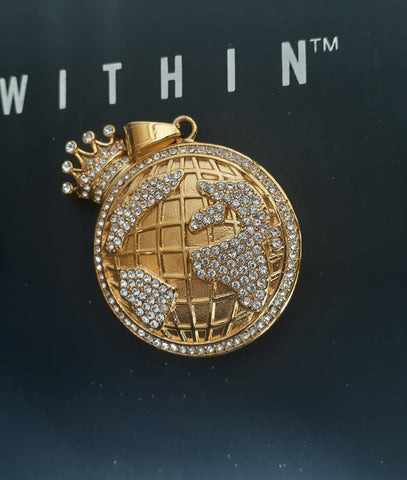 14k gold plated World pendant