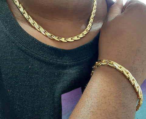 14k Gold filled Women Cuban link Chain and Bracelet