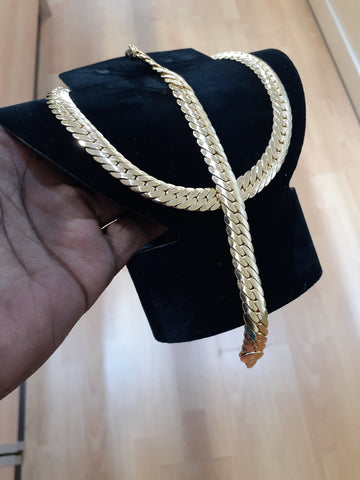 14k Gold filled Women Cuban link Chain and Bracelet