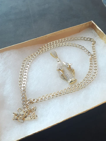 18k Gold Filled 4mm Chain and Pendant