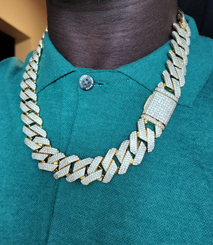 14k gold plated Iced out 20mm Big Cuban link Chain