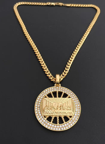 14k Gold Plated 6mm Cuban link Chain and Pendant