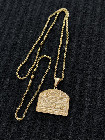 14k 3mm Gold Plated Rope Chain and Pendent Set