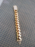 Gold plated Cuban link 24mm Big Bracelet Cz Diamond lock