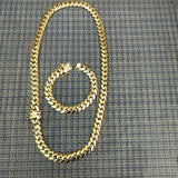14k Gold Plated 12mm Miami Cuban Link Chain and Bracelet