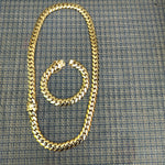 14k Gold Plated 12mm Miami Cuban Link Chain and Bracelet