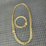 14k Gold Plated 12mm Miami Cuban Link Chain and Bracelet