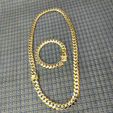 14k Gold Plated 12mm Miami Cuban Link Chain and Bracelet