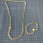 14k Goldplated 8mm Flat Cuban link Chain and bracelet  set Special