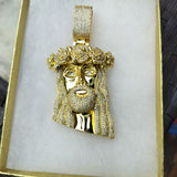 14K gold plated Jesus pendant cz diamond