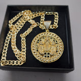 14k Gold Filled 5mm Diamond cut Cuban Link Chain and Pendant