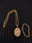 14k 6mm Gold Plated Cuban link Chain bracelet and Pendant
