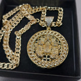 14k Gold Filled 5mm Diamond cut Cuban Link Chain and Pendant