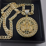 14k Gold Filled 5mm Diamond cut Cuban Link Chain and Pendant