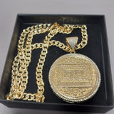 14k Gold Filled 5mm Diamond cut Cuban Link Chain and Pendant