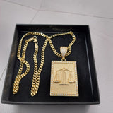 14k Gold Filled 4mm Cuban Link Chain and Pendant
