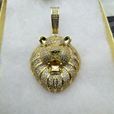 14K gold plated iced out Lion pendant