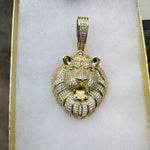 14K gold plated iced out Lion pendant