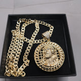 14k Gold Filled 5mm Diamond cut Cuban Link Chain and Pendant