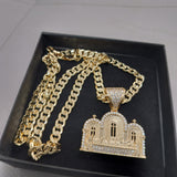 14k Gold Filled 5mm Diamond cut Cuban Link Chain and Pendant