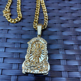 14k 8mm Gold Plated Cuban link Chain and Pendant
