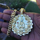 14k 8mm Gold Plated Cuban link Chain and Pendant