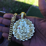 14k 8mm Gold Plated Cuban link Chain and Pendant