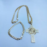 14k Gold Filled 6mm Cuban Link Chain Bracelet and Pendant Set