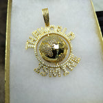 14K gold plated World is Mine pendant