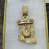 14K gold plated iced out Jesus pendant cz diamond