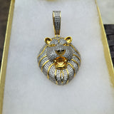 14K gold plated iced out Lion pendant