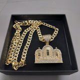 14k Gold Filled 5mm Diamond cut Cuban Link Chain and Pendant