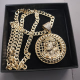 14k Gold Filled 5mm Diamond cut Cuban Link Chain and Pendant