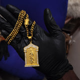 14k 6mm Gold Plated Cuban link Chain and Pendant