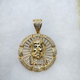 14K gold plated Jesus pendant cz diamond