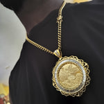 14k 6mm Gold Plated Cuban link Chain and Pendant