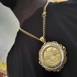 14k 6mm Gold Plated Cuban link Chain and Pendant