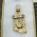 14K gold plated iced out Jesus pendant cz diamond