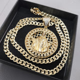14k Gold Filled 5mm Diamond cut Cuban Link Chain and Pendant