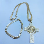 14k Gold Filled 6mm Cuban Link Chain Bracelet and Pendant Set