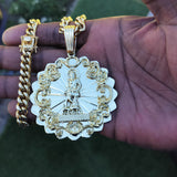 14k 8mm Gold Plated Cuban link Chain and Pendant