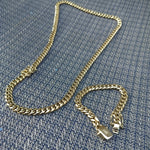 14k Goldplated 8mm Flat Cuban link Chain and bracelet  set Special
