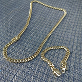 14k Goldplated 8mm Flat Cuban link Chain and bracelet  set Special