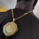 14k 6mm Gold Plated Cuban link Chain and Pendant