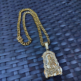 14k 8mm Gold Plated Cuban link Chain and Pendant