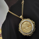 14k 6mm Gold Plated Cuban link Chain and Pendant